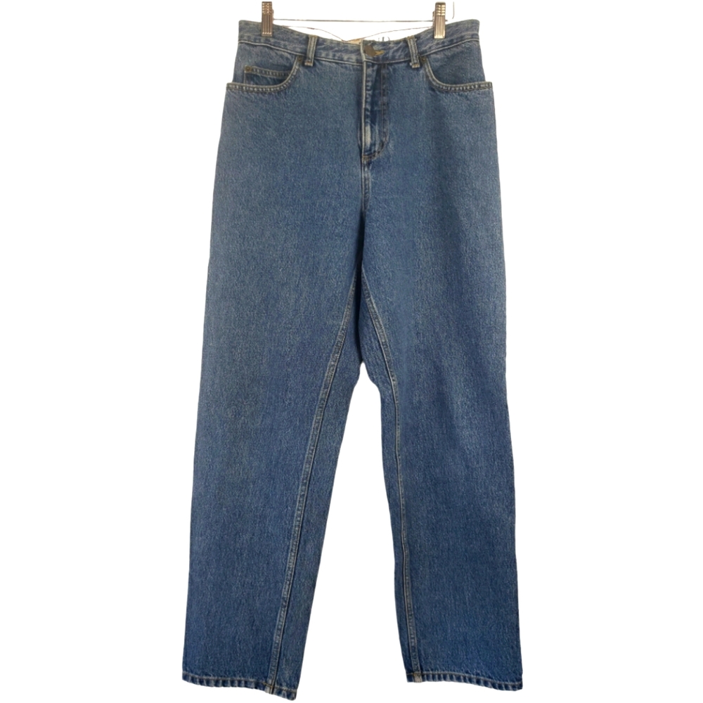 Lands' End 100% Cotton High Rise Straight Jeans Size 8 Rigid Y2K